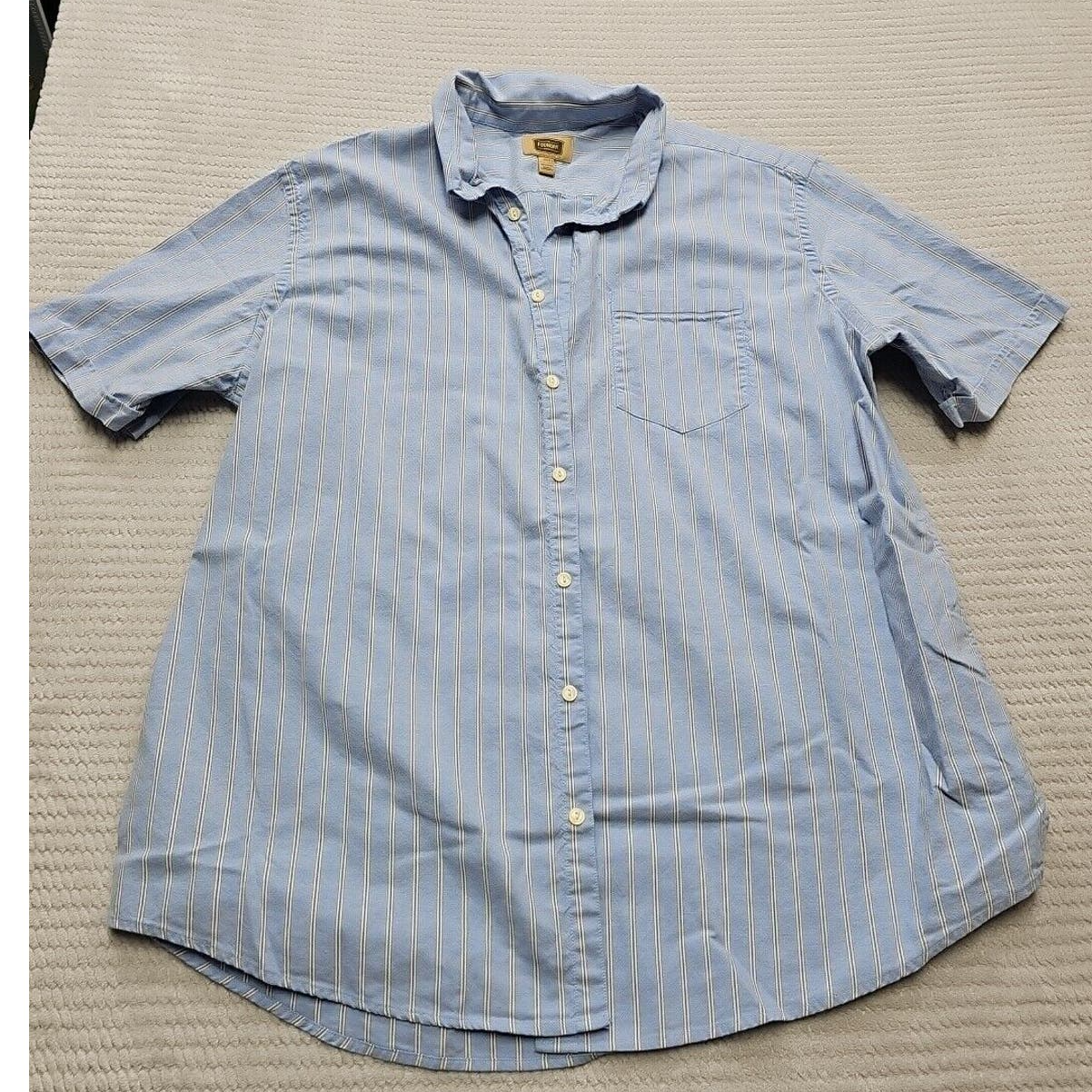 Foundry Shirt Mens 3xlt Blue Striped Short Sleeve Button Up